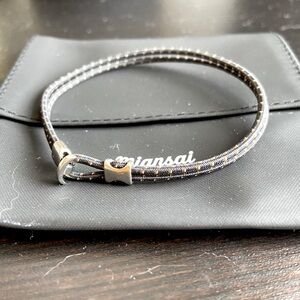 Miansai Orson Loop Bungee Rope Bracelet, Sterling Silver, Black/Brown, Medium